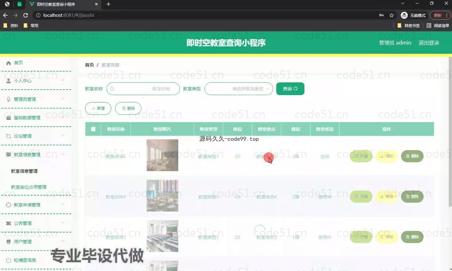 基于微信小程序+SSM+MySQL的即时空教室查询小程序(附论文)