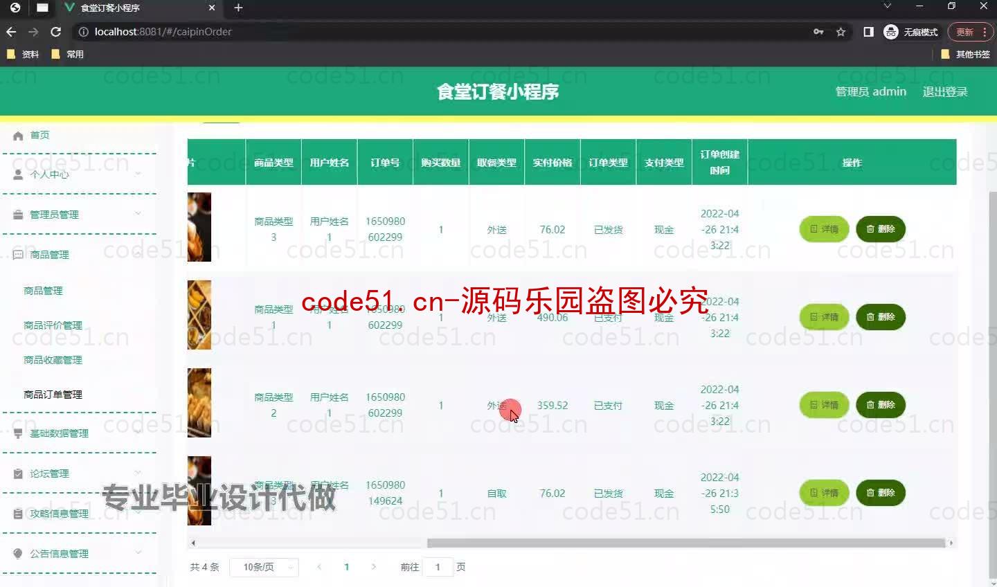 基于微信小程序+SSM+MySQL的食堂订餐小程序(附论文)