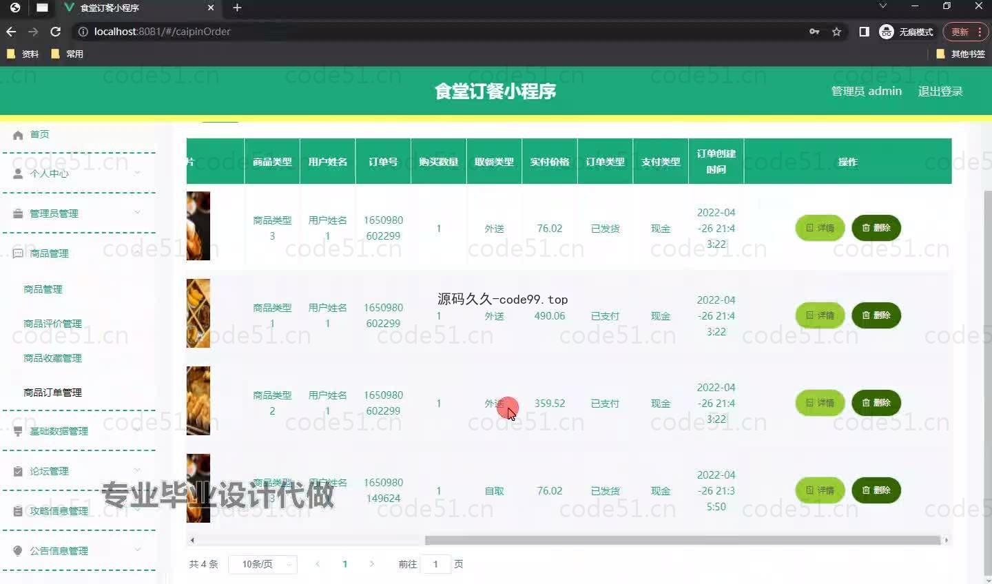 基于微信小程序+SSM+MySQL的食堂订餐小程序(附论文)