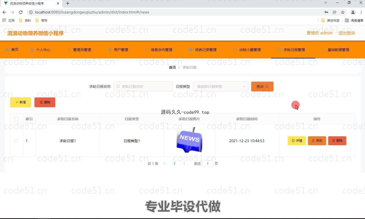 基于微信小程序+SpringBoot+MySQL的流浪动物救助微信小程序(附论文)