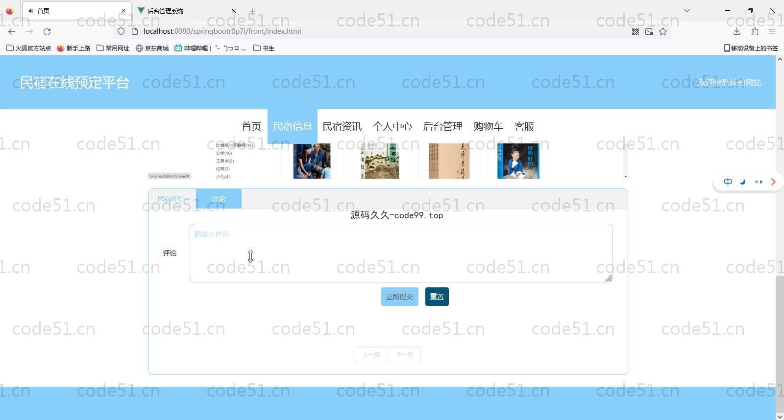 基于SpringBoot+MySQL+Vue的民宿在线预定平台(附论文)