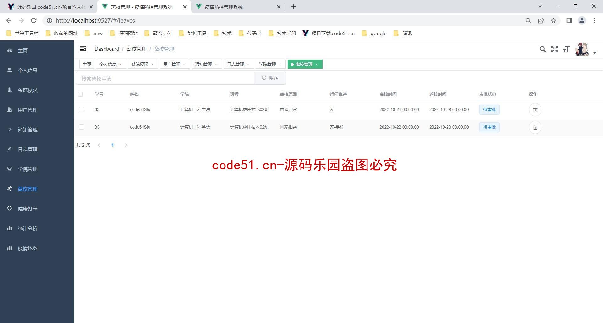 基于SSM+SpringBoot+Vue+ElementUI的校园疫情防控管理系统(附论文)