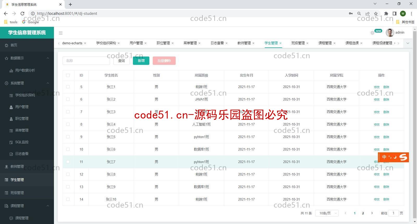 基于SpringBoot+SSM+MySQL+Vue的学生选课成绩信息管理系统