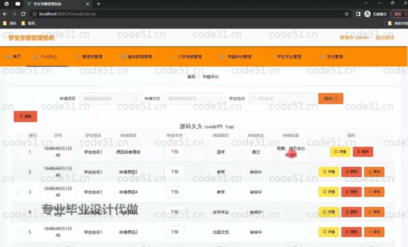 基于SpringBoot+MySQL+Vue.js的学籍管理系统(附论文)