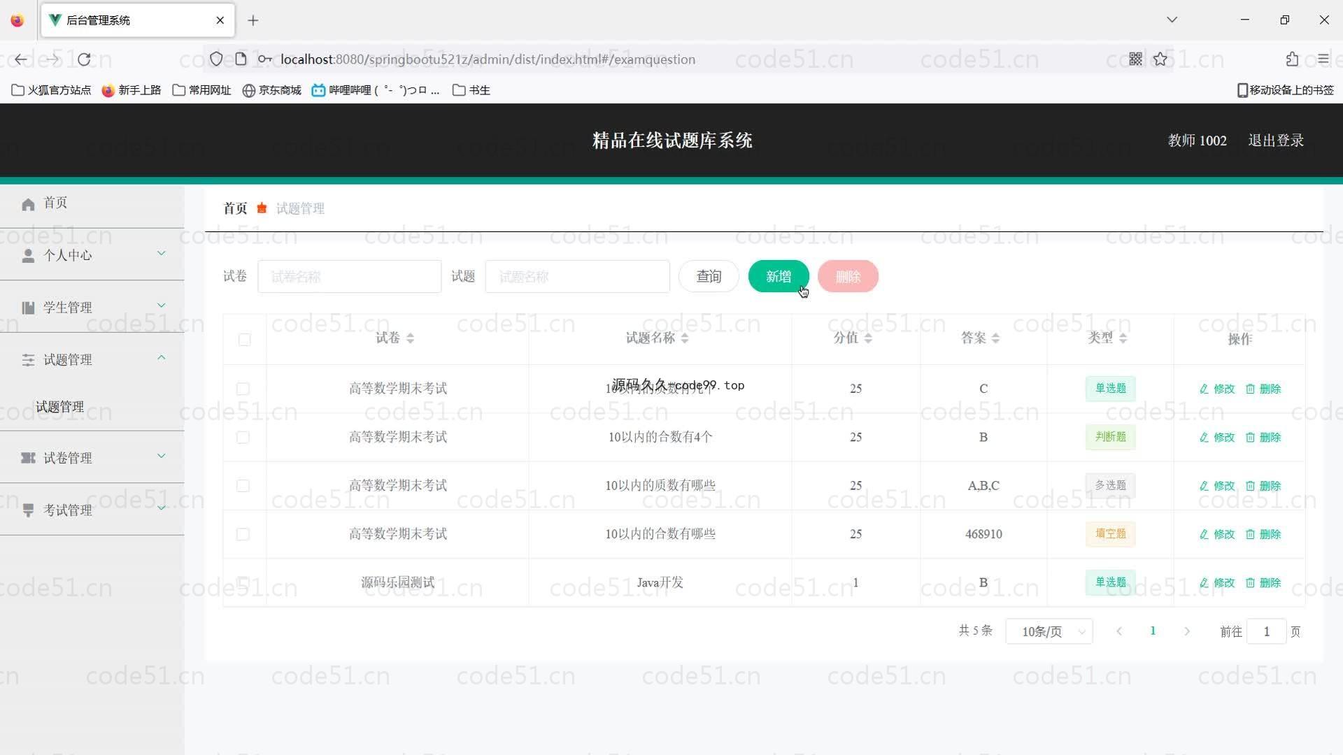 基于SpringBoot+MySQL+Vue的精品在线试题库系统(附论文)
