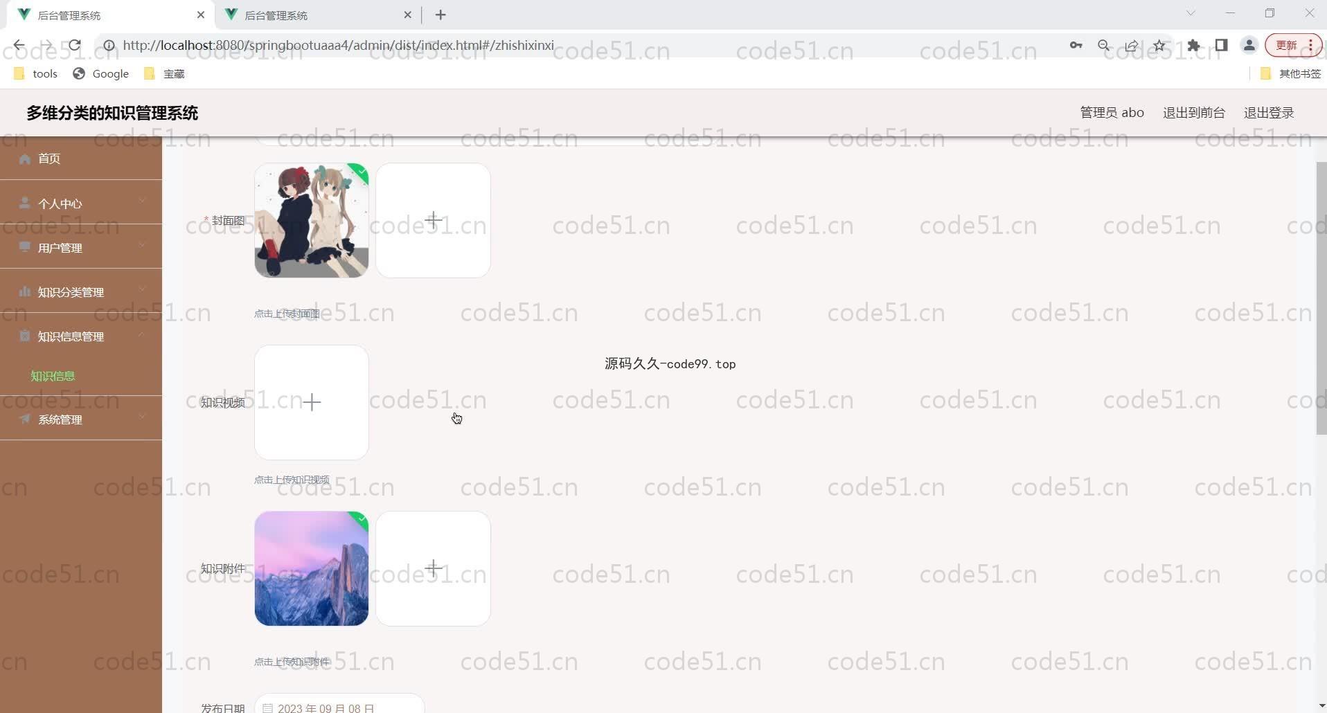 基于SpringBoot+MySQL+Vue的多维分类知识管理系统(附论文)