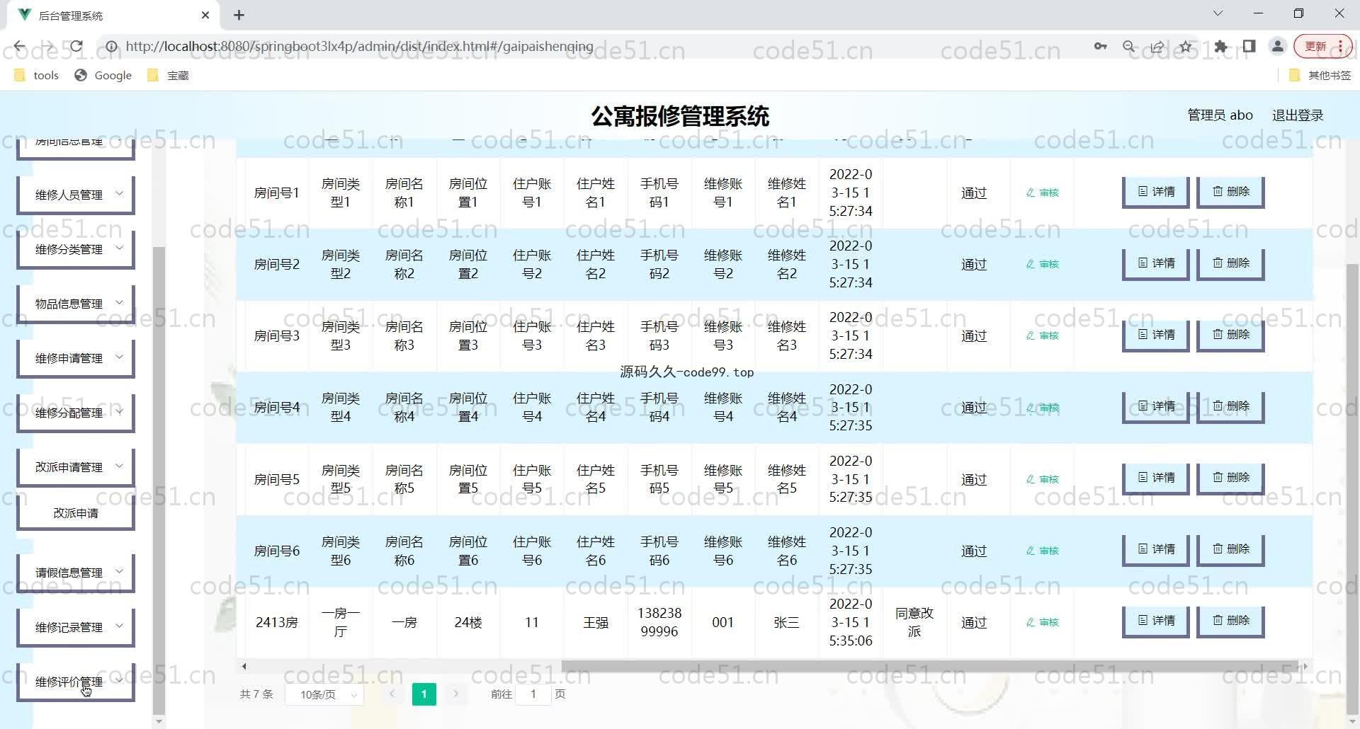 基于SpringBoot+MySQL+Vue的公寓报修管理系统(附论文)