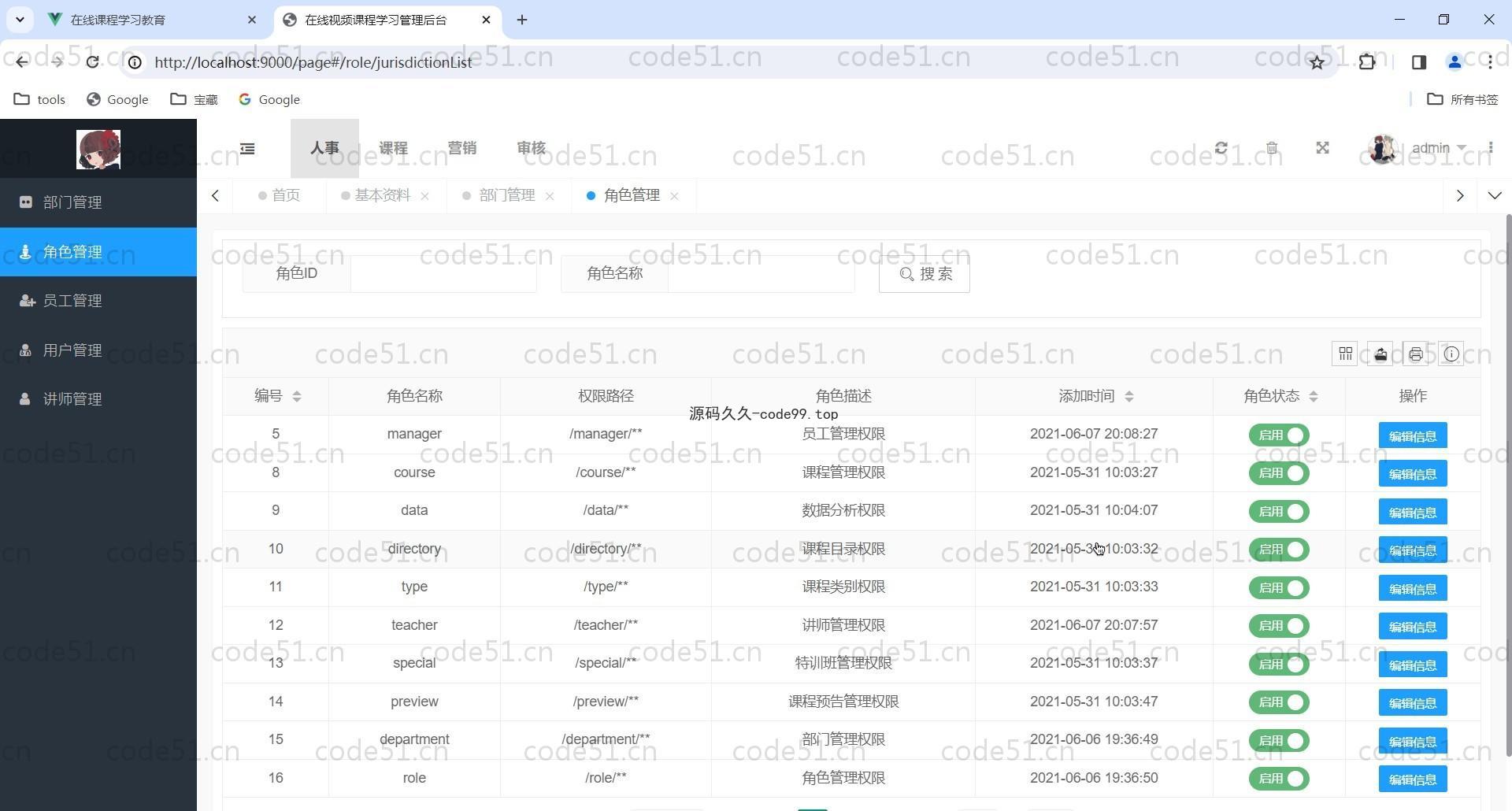 基于Vue.js+SpringBoot+MySQL+ElementUI的在线学习课程教育系统
