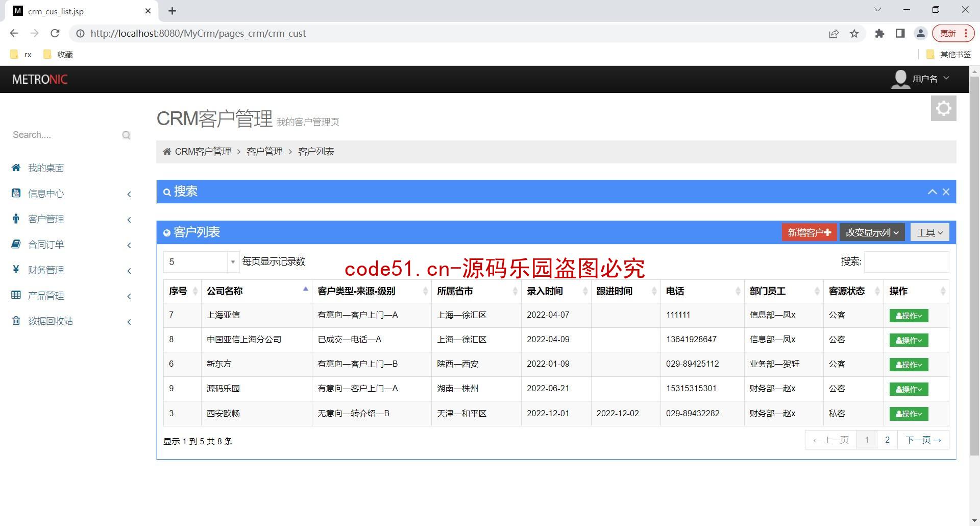 基于SSH+MySQL+Bootstrap的客户关系管理系统CRM(附论文)