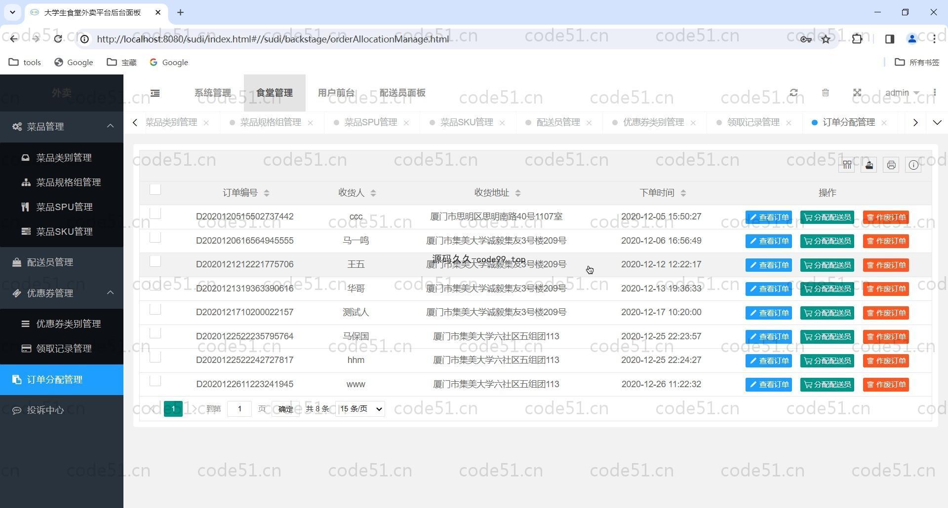 基于SSM+LayUI+JSP的订餐堂食外卖配送系统(附论文)