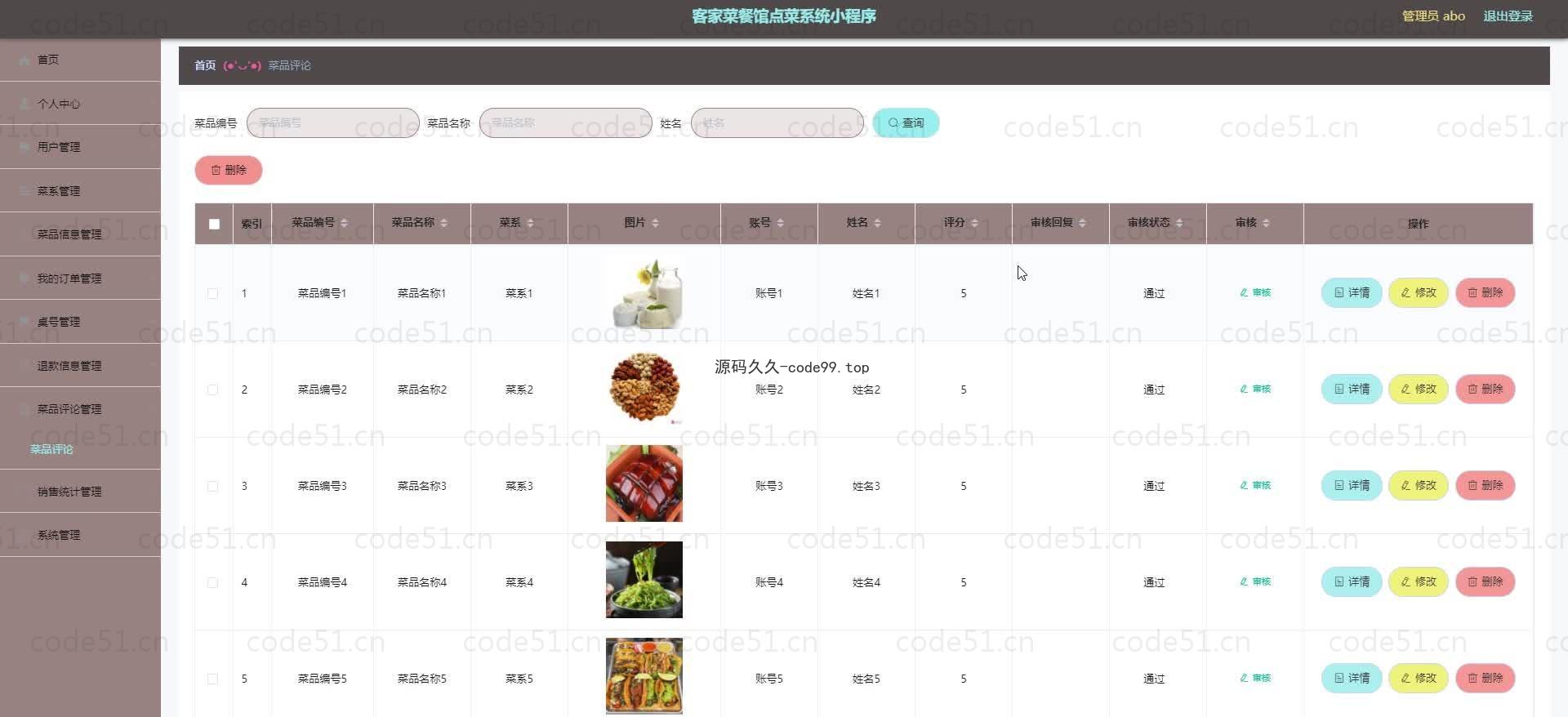 基于微信小程序+SSM+MySQL的客家菜餐馆点菜小程序