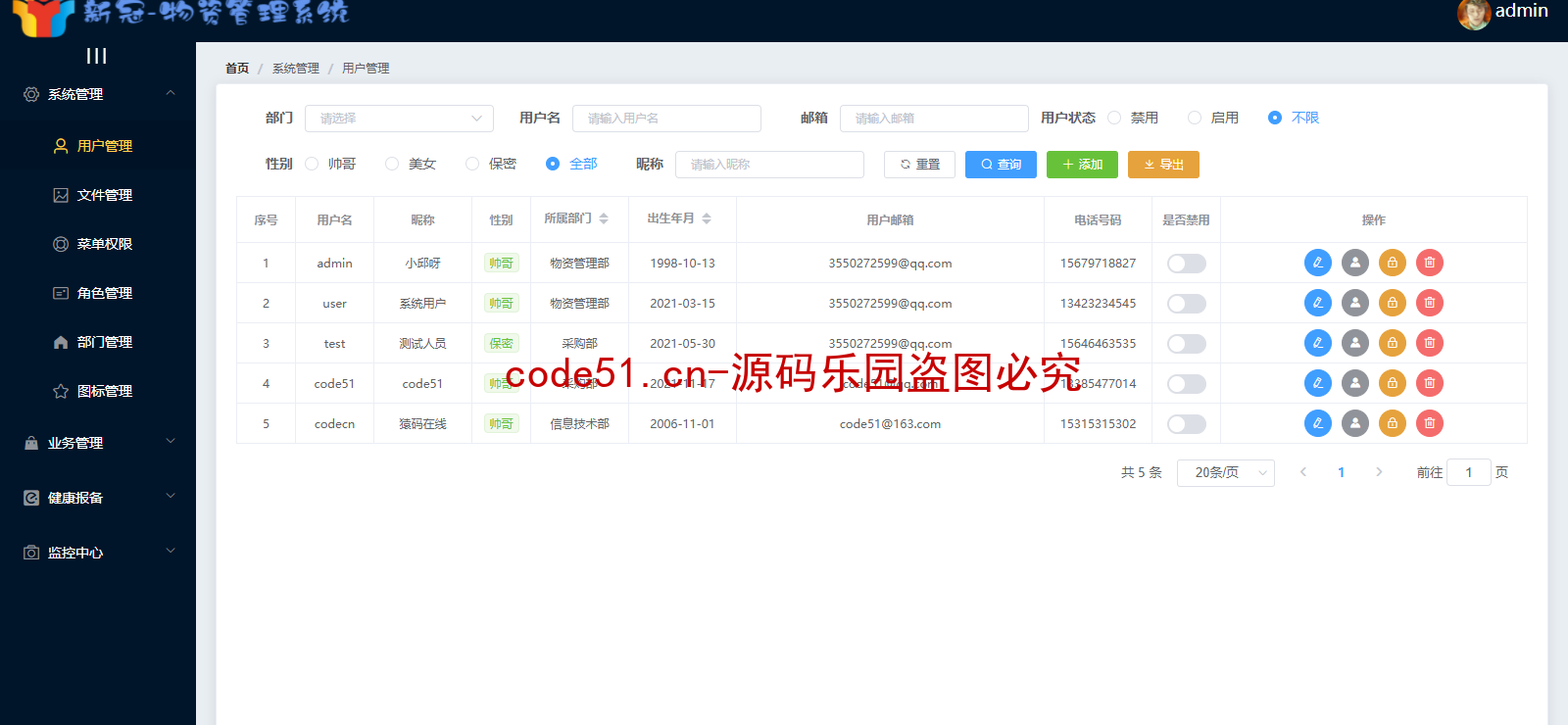 基于SSM+SpringBoot+Vue的前后端分离的疫情物资管理系统