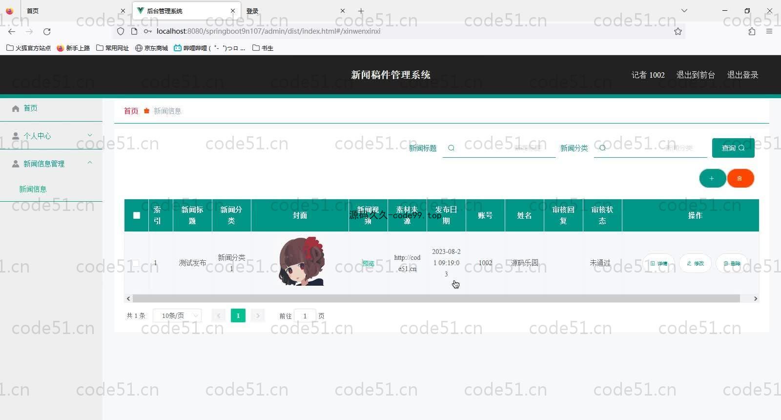 基于SpringBoot+MySQL+Vue的新闻稿件管理系统(附论文)