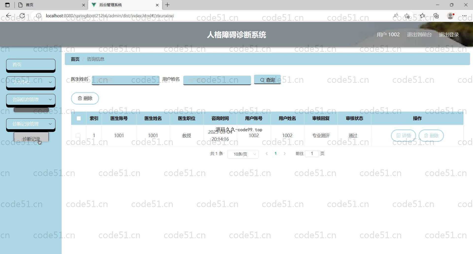 基于SpringBoot+MySQL+Vue的人格障碍诊断系统(附论文)