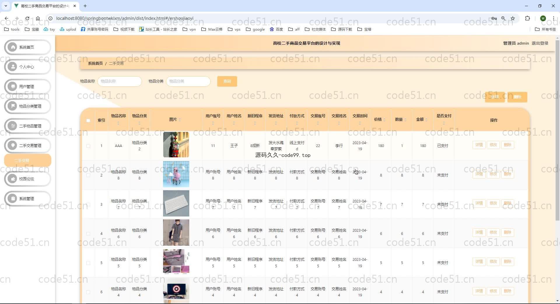 基于SpringBoot+MySQL+Vue.js的高校二手商品交易小程序(附论文)