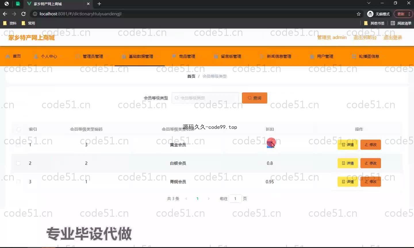 基于SpringBoot+MySQL+Vue.js的家乡特产商城系统(附论文)