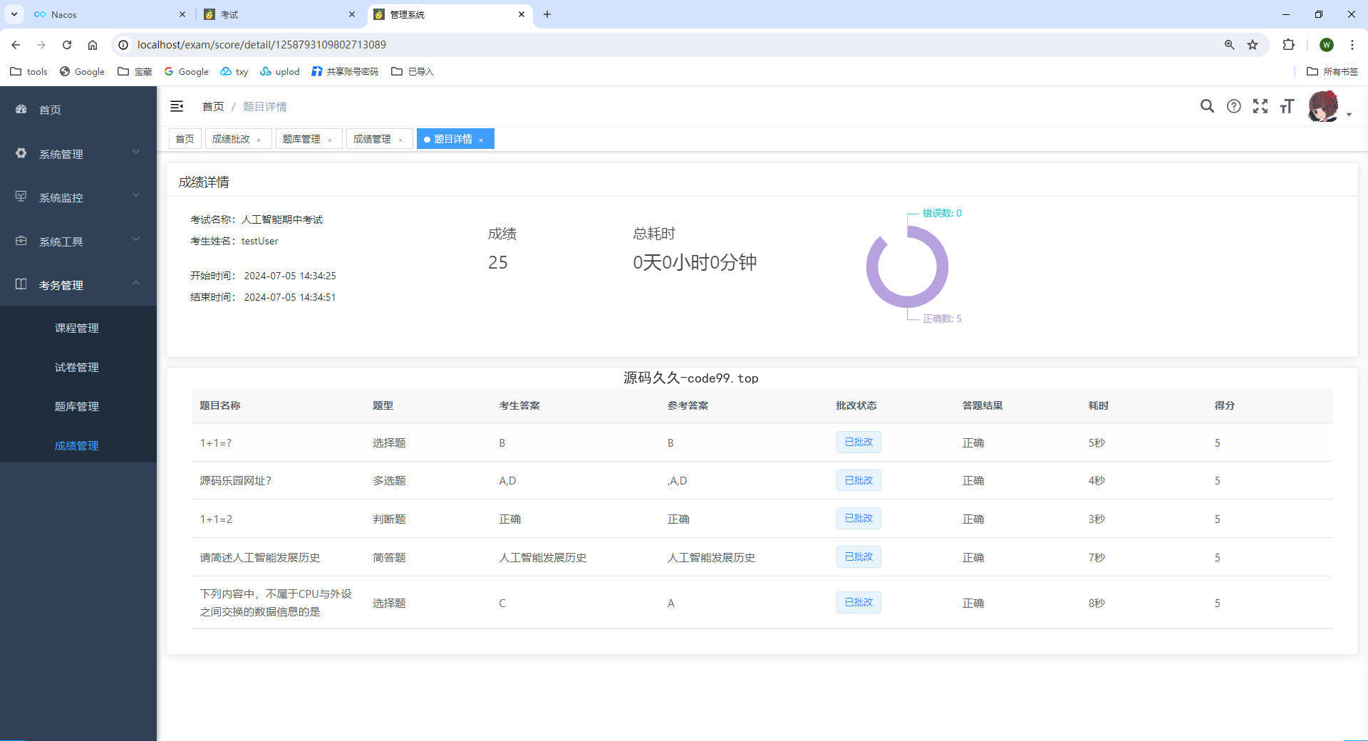基于SpringCloud+MySQL+Vue前后端分离的在线考试系统