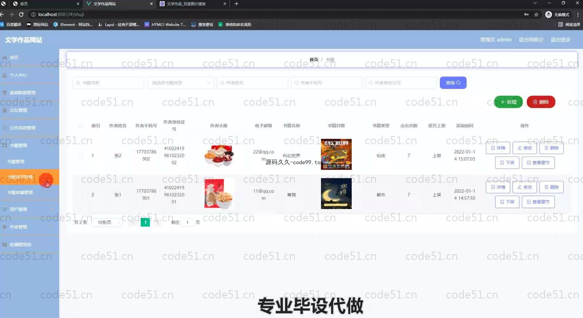 基于SpringBoot+MySQL+Vue.js的中国文学作品系统(附论文)