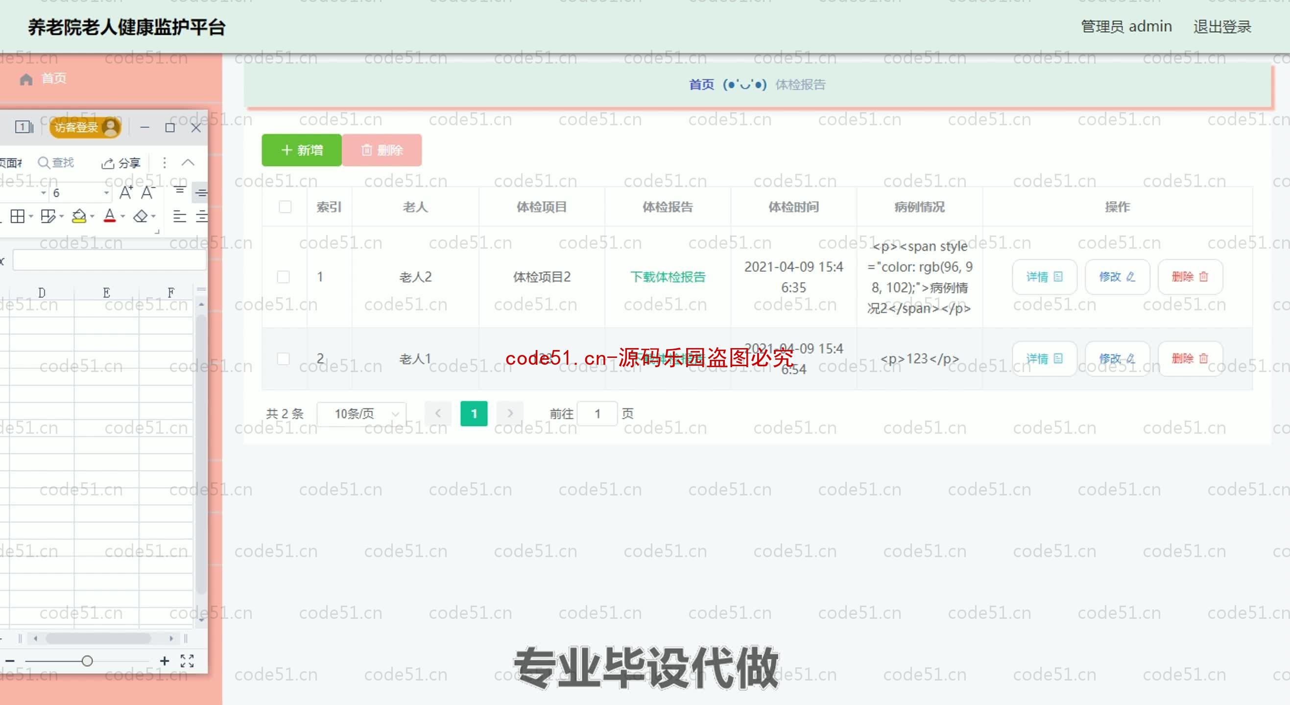 基于SpringBoot+MySQL+SSM+Vue.js的养老院老人健康管理监护系统(附论文)