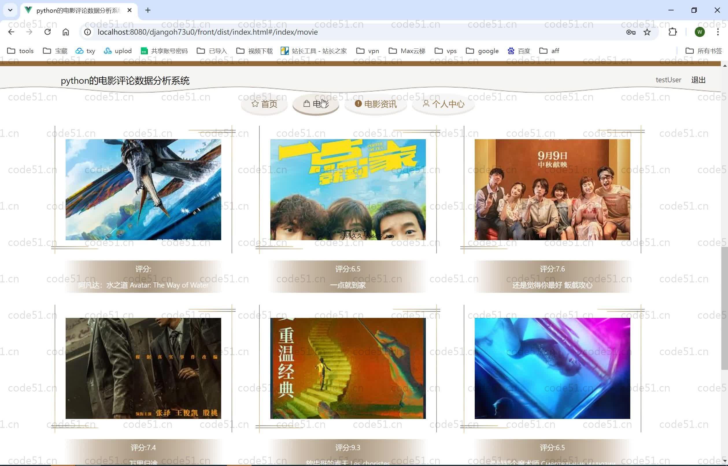 基于Python+Django+MySQL+Vue前后端分离的电影评论数据分析系统(附论文)