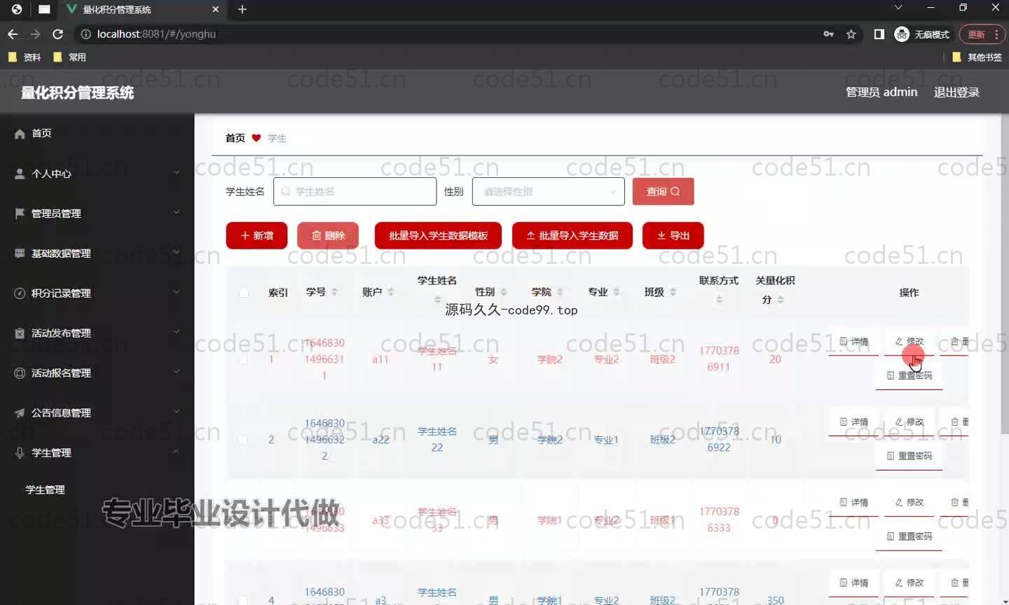 基于SpringBoot+MySQL+Vue.js的量化积分管理系统(附论文)