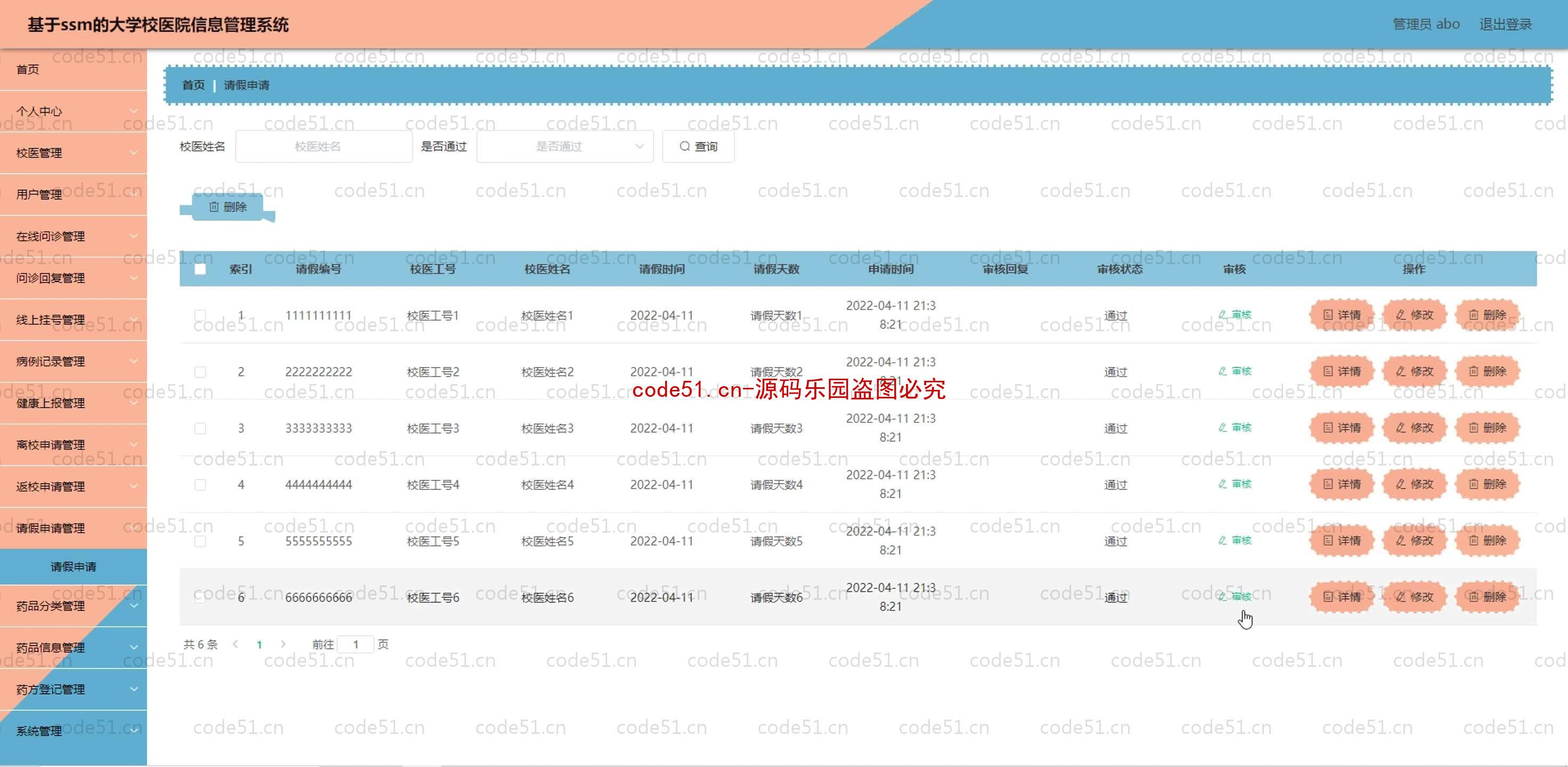 基于SpringBoot+MySQL+SSM+Vue.js的大学校医院管理系统