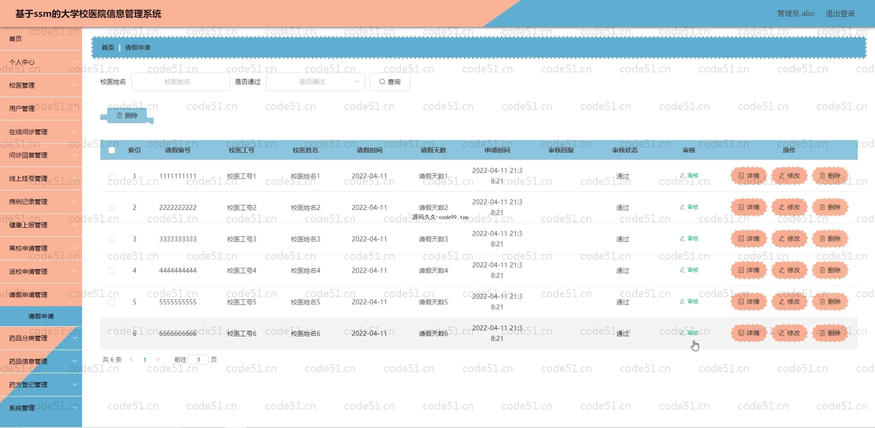 基于SpringBoot+MySQL+Vue.js的大学校医院管理系统