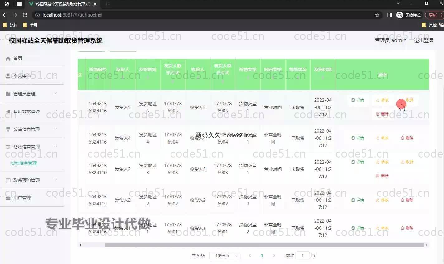 基于SpringBoot+MySQL+Vue.js的校园驿站取货管理系统(附论文)
