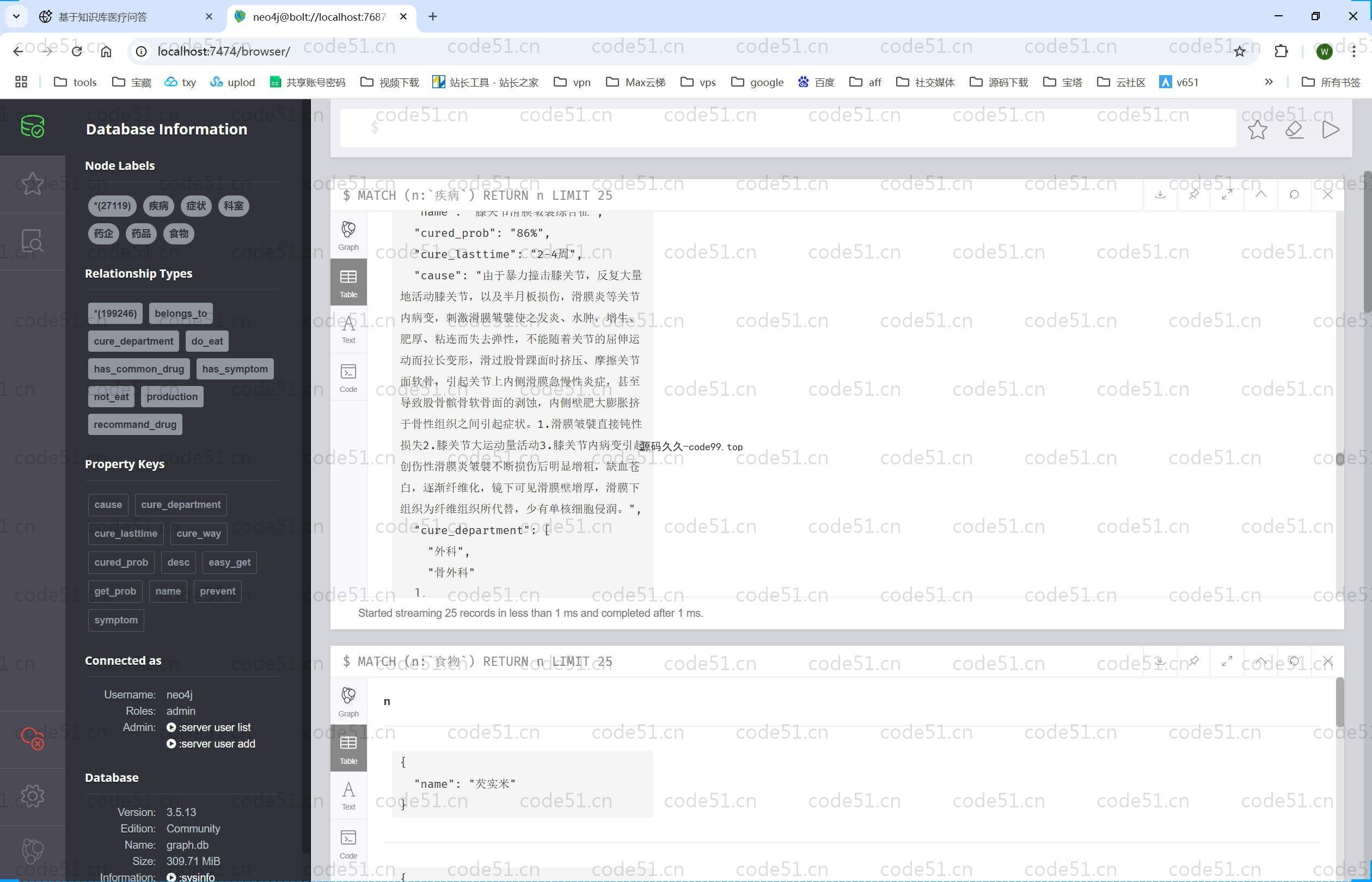 基于Python+Vue+Neo4j的知识库医疗问答系统