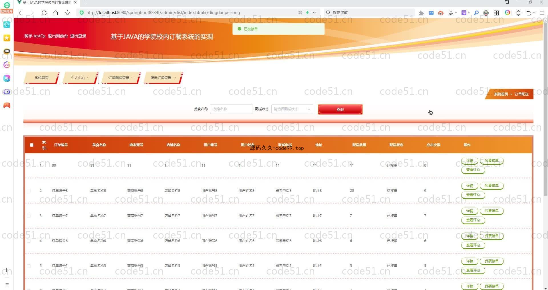 基于SpringBoot+MySQL+Vue.js的学院校内订餐系统(附论文)