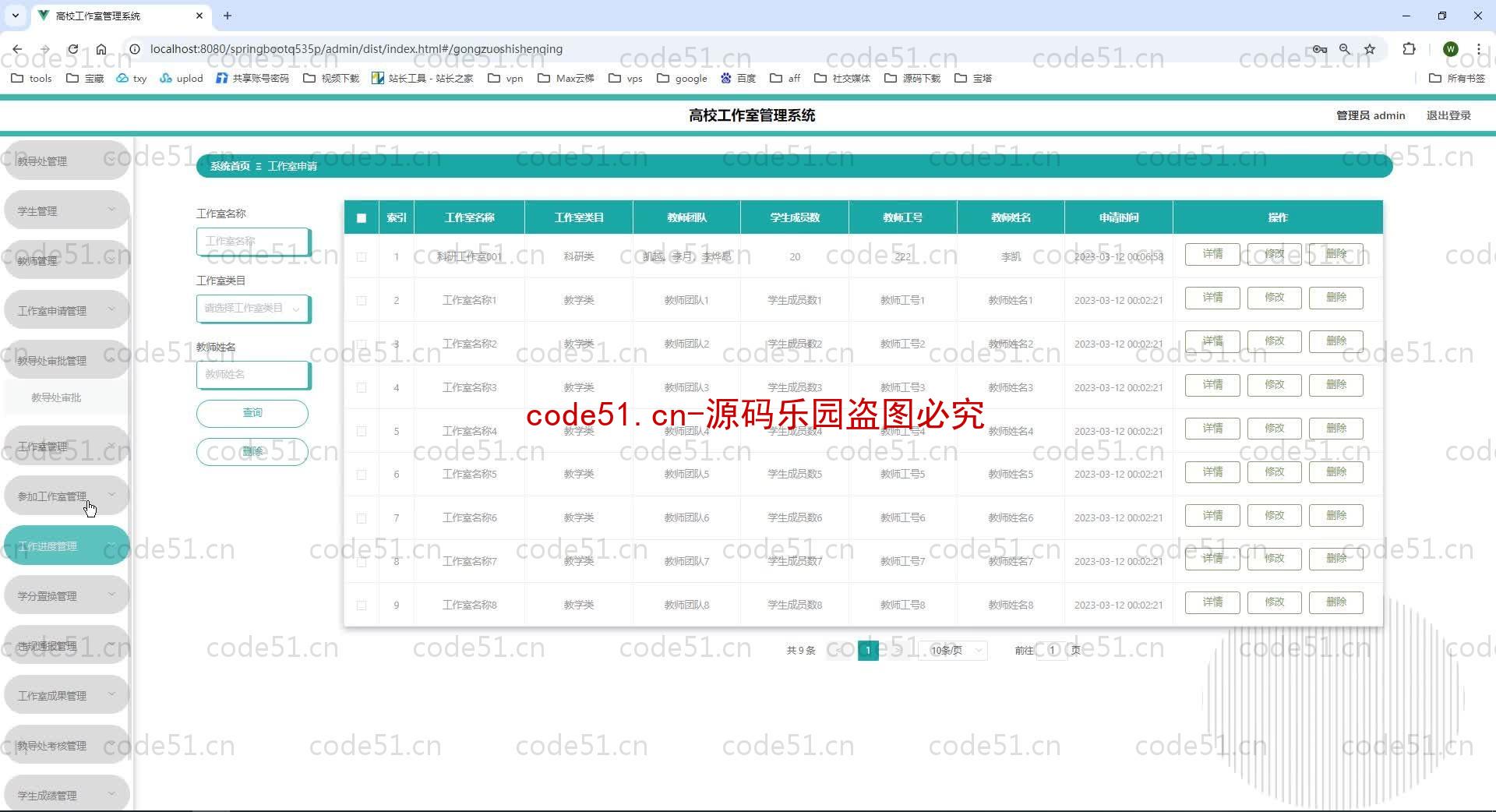 基于SpringBoot+MySQL+SSM+Vue.js的高校工作室管理系统(附论文)