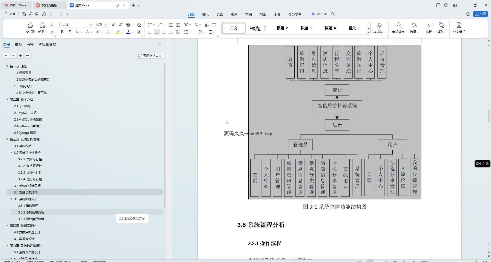基于Python+Django+MySQL+Vue前后端分离的智能旅游推荐系统(附论文)