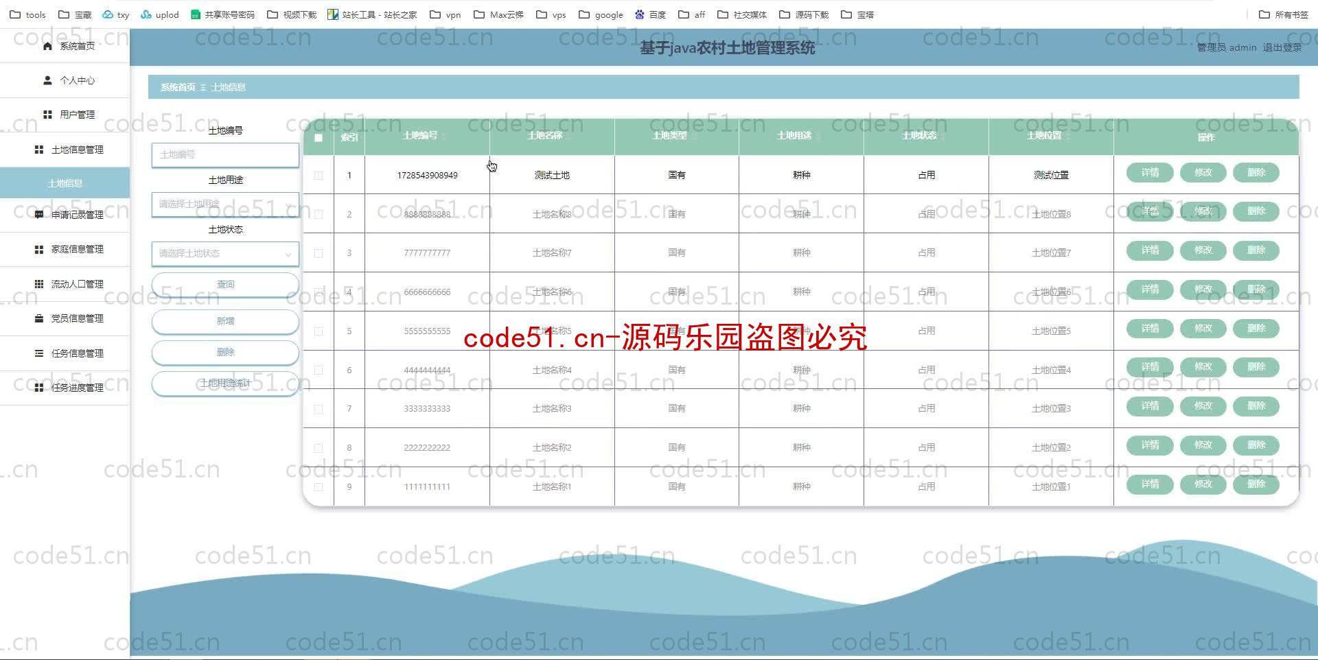 基于SpringBoot+MySQL+SSM+Vue.js的农村土地管理系统