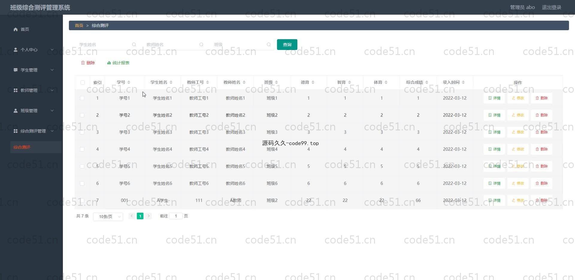 基于SpringBoot+MySQL+Vue.js的班级综合测评系统(附论文)