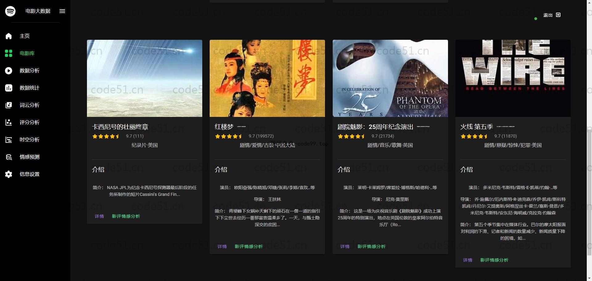 基于Python+Flask+MySQL+Vue的豆瓣电影情感分析推荐系统