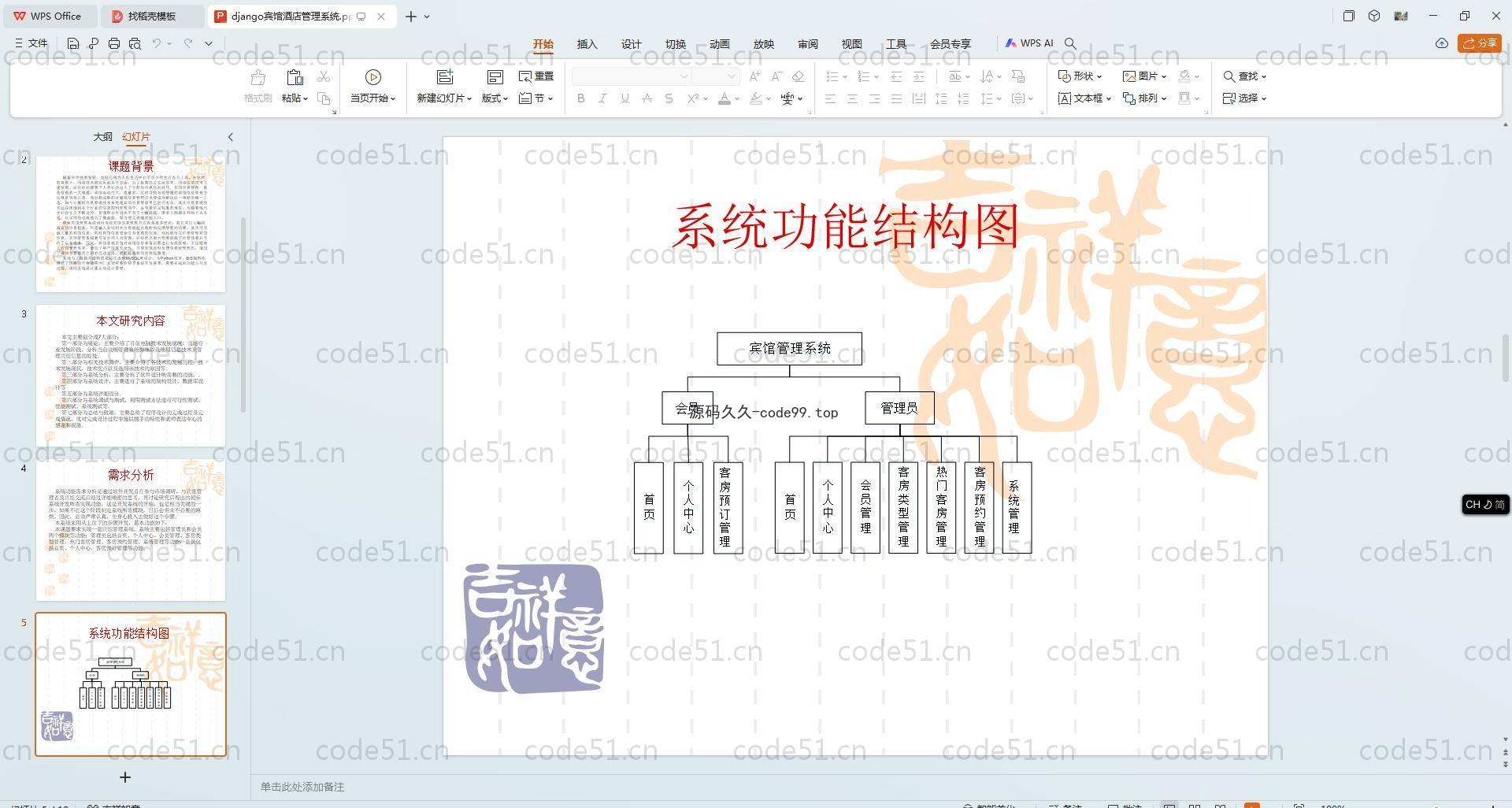 基于Python+Django+MySQL+Vue前后端分离的宾馆酒店管理系统(附论文)