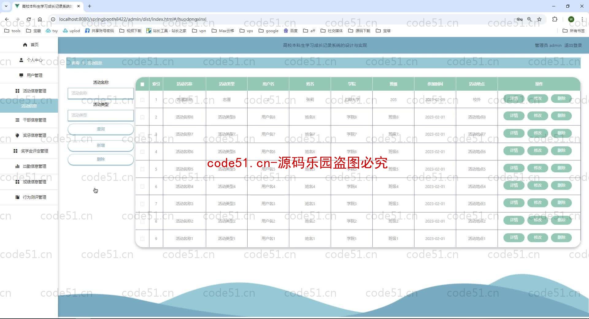 基于SpringBoot+MySQL+SSM+Vue.js的高校本科生学习成长记录系统(附论文)