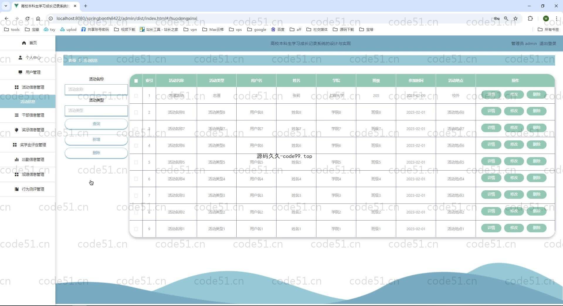 基于SpringBoot+MySQL+Vue.js的高校本科生学习成长记录系统(附论文)