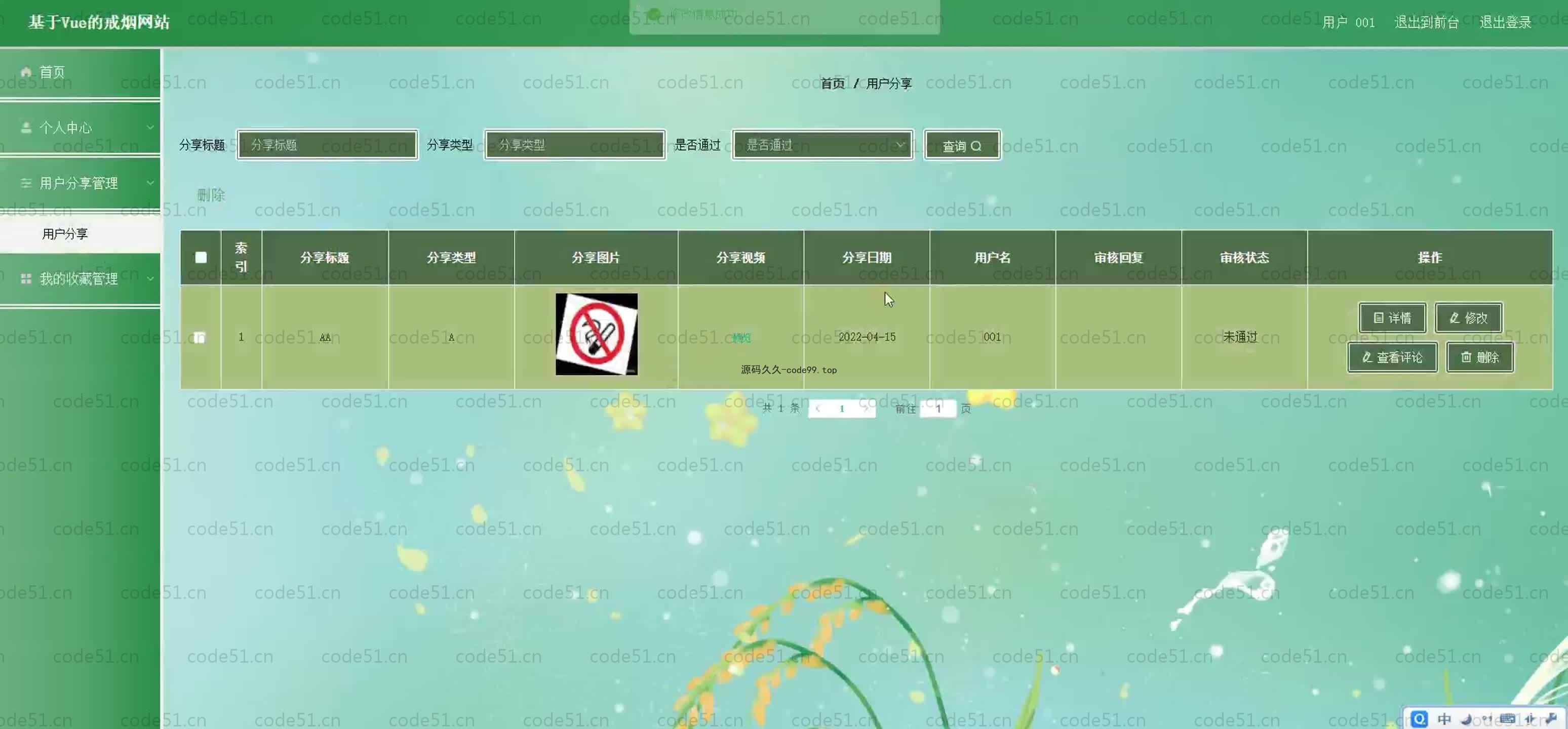 基于SpringBoot+MySQL+Vue.js的戒烟系统(附论文)